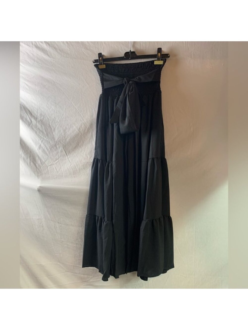 LAST ONE 🔥 Shirred Waist Tie Front Ruffle Hem Wide Leg Pants - Picture 5 of 7